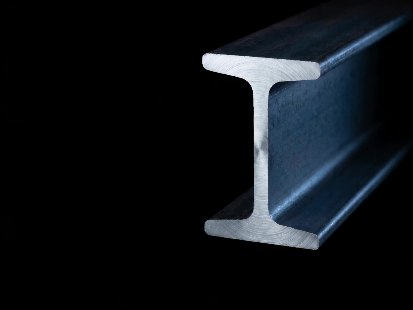 The sawn end of a hot-rolled I-beam