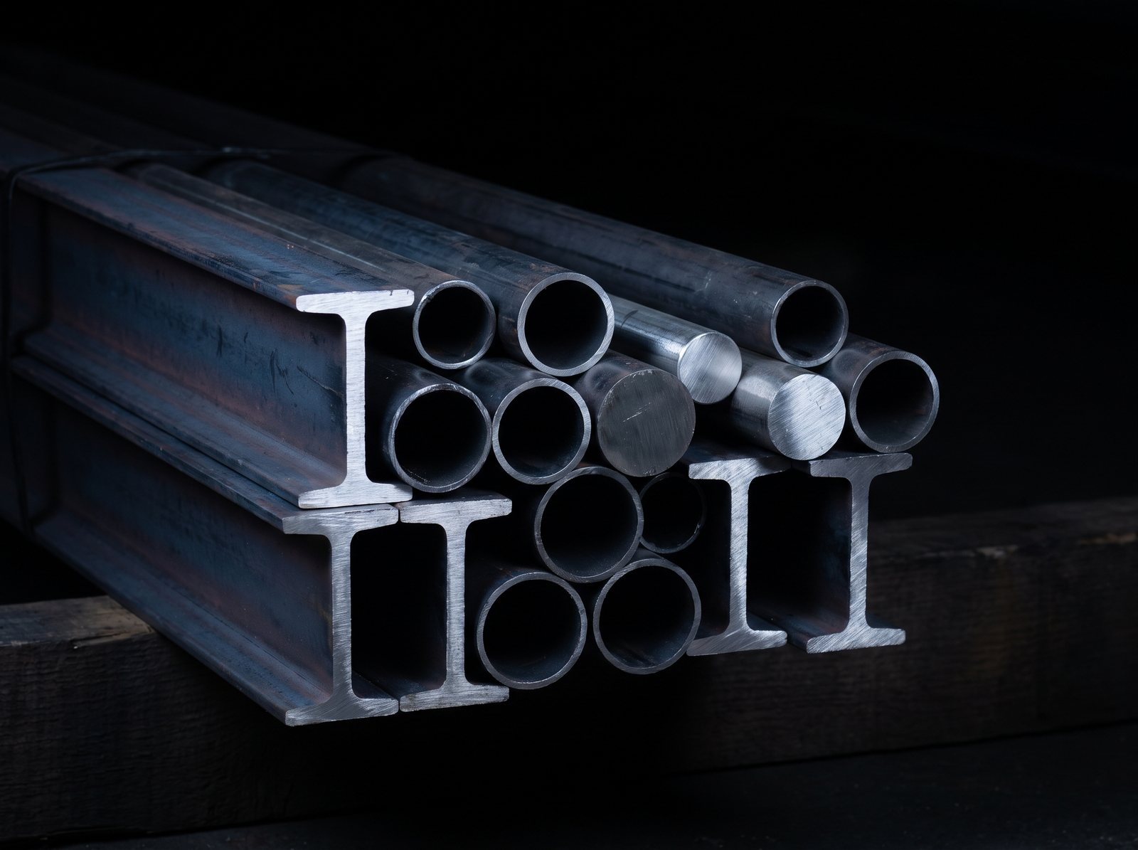 Bundled ends of beams, pipes and round bar